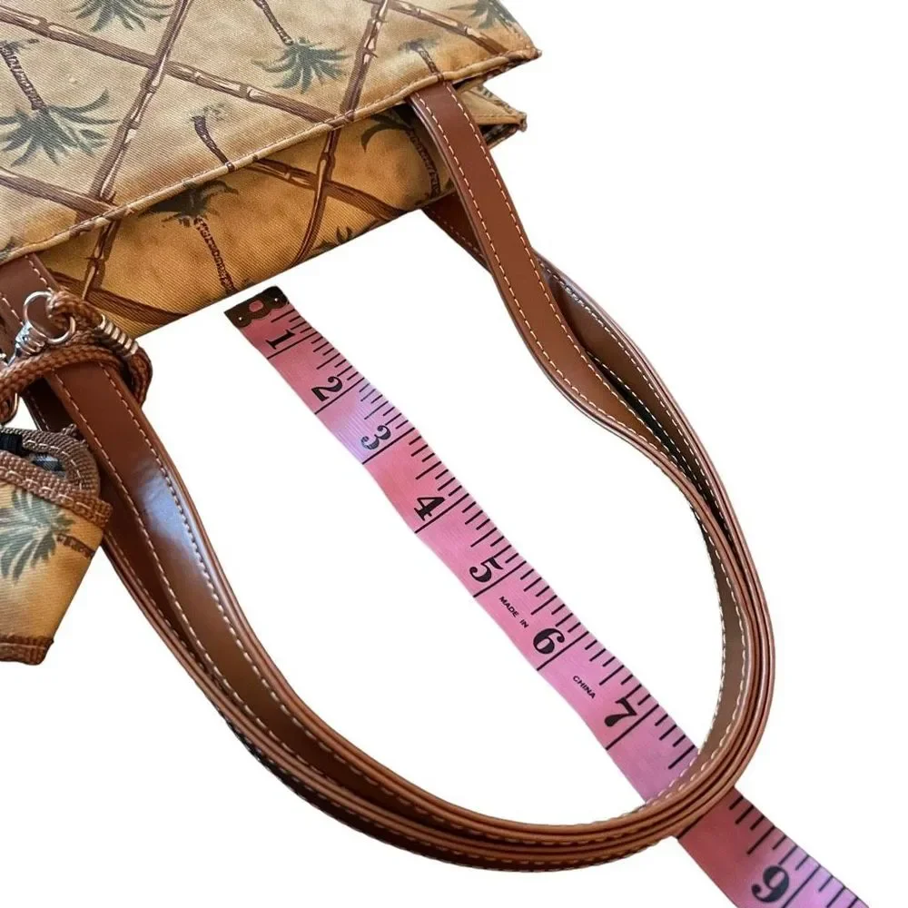 Palm‎ Tree Purse Handbag Tan Brown Green Embellishments Vacation Beach Cruise